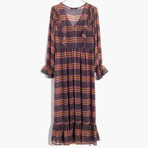 Madewell $158 Sheer Full-Sleeve Ruffle Dress AF258